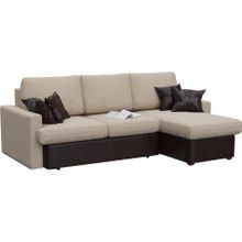 Смарт Диван угловой Пекин Бежевая рогожка Коричневая экокожа Еврокнижка