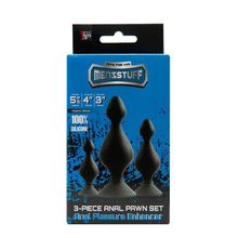 Dream Toys Набор из 3 чёрных анальных силиконовых втулок MENZSTUFF 3-PIECE ANAL PAWN SET (черный)