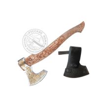 Топор "Медведь" (композитная сталь), желтый металл, резьба, гравировка