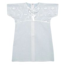 Трон Плюс для крещения с коротким рукавом и вышивкой белая