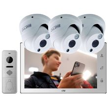 CTV Комплект видеодомофона Full HD на 4 камеры CTV CTV-DP4102FHD IPS Wi-Fi 2Мп (1080P) 256Гб