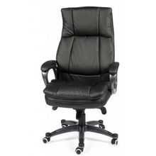 Кресло для руководителя  Мэдисон (black) серый пластик черная экокожа