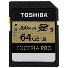 thn-n101k0640e6 (Карта памяти sdxc toshiba exceria pro n101, 64 Гб, u3 uhs-ii, чтение: 260Мб с, запись: 240Мб с)