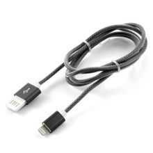 Кабель USB 2.0 Am=>Apple 8 pin Lightning, армиров., 1 м, темн-сер. метал. Cablexpert (CCB-ApUSBgy1m)