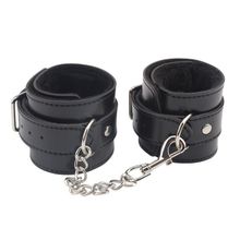 Черные оковы на ноги Obey Me Leather Ankle Cuffs (222901)