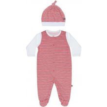 Kiddy bird комбинезон и шапочка белый красная полоска