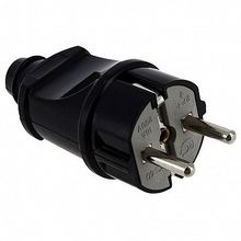 Вилка прямая   ЛОНДОН с заземлением, 16А IP20, черный, AVP16-30 | код. AVP16-30 |  EKF