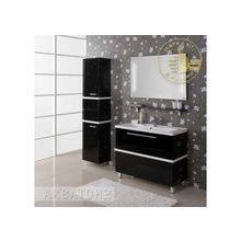 Акватон Мебель для ванной Турин 100 (черный) - Набор мебели стандартный (зеркало, полка, тумба-умывальник, раковина)