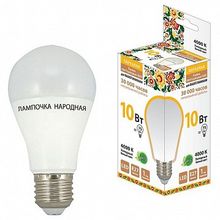 Лампа светодиодная НЛ-LED-A60-10 Вт-230 В-4000 К-Е27, (60х112 мм² , Народная |  код. SQ0340-0114 |  TDM