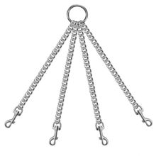 Четыре серебристые цепи на кольце с карабинами (230433)