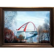 Картина на холсте маслом "Осень. У Бугринского моста"