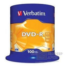 Verbatim Диски DVD-R 4.7Gb 16-х, 100 шт, Cake Box 43549