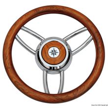 Osculati Blitz steering wheel w matt teak outer ring, 45.169.04