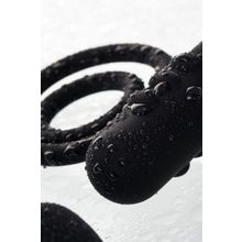 Чёрное эрекционное кольцо с вибростимулятором и анальным хвостом Черный