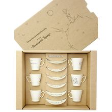Подарочный набор: шесть кофейных пар, форма "Черный кофе", рисунок "Маленький принц", Императорский фарфоровый завод