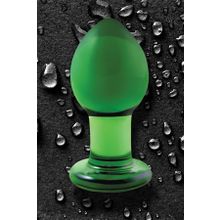 Средняя зеленая стеклянная анальная пробка CRYSTAL PLUG Зеленый