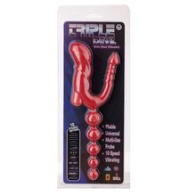 NMC Красный тройной вибростимулятор Triple Devil Butt Plug With Mini Vibe - 28 см. (красный)