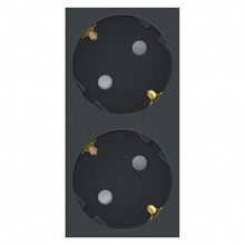 Розетка двухместная UNICA NEW, скрытый монтаж, с заземлением, со шторками, антрацит |  код. NU306754A |  Schneider Electric