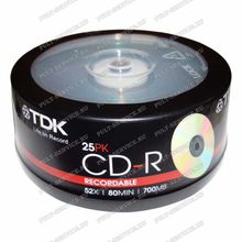 Диск TDK CD-R 700MB 52X кейкбокс (25)