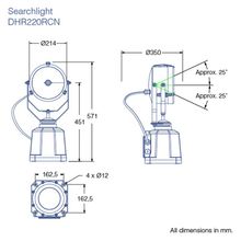 DHR Прожектор поисковый DHR 220RCN 220RCN220 230 В 300 Вт 131000 кд дальность до 345 м без элементов управления