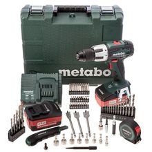 Аккумуляторный винтоверт Metabo BS 18 LT Set, 2х2.0Ач Li с набором 74 предмета