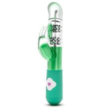 Blush Novelties Зелёный вибромассажер с клиторальной стимуляцией Emerald G Rabbit - 26 см.