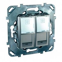 Розетка компьютерная 2xRJ45 Cat.5 UNICA TOP, алюминий |  код. MGU5.2020.30ZD |  Schneider Electric