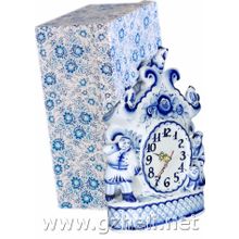 Часы настольные "Прятки". Гжельский фарфор. арт. 0216