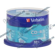 Диск CD-R 700МБ 52x Verbatim "43351", пласт.коробка, на шпинделе (50шт. уп.) [44627]
