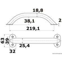 Osculati Oval pipe handrail AISI316 19x25 mm 219 mm, 41.911.09