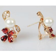 Серьги "Жемчужный цветок "(гранат)"