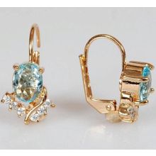 Серьги с голубым фианитом "Чайка"