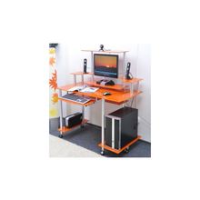 Прямой компьютерный стол D99G6 стекло оранжевое с блёстками, ножки серебро