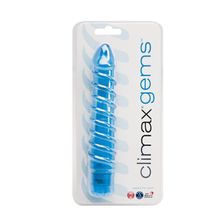 Topco Sales Ребристый вибратор Climax Gems Sapphire Swirl - 16 см. (голубой)