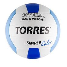 Мяч волейбольный Torres Simple Color р 5 любительский, синт.кожа, маш.сшивка