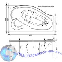 Акриловая ванна Aquanet Palma 170x100 R