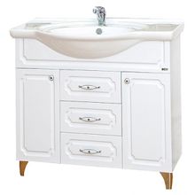 Misty Мебель для ванной Александра 85 L белый металлик