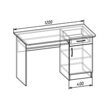 Стол письменный 1200 × 570 × 750, Дуб молочный