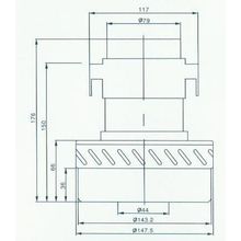 Пылесосный двигатель  YDC 23 1200W (моющий)  H=176mm