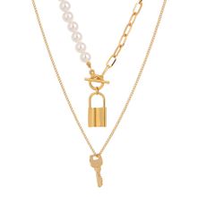 Многослойное колье "Замок и ключик" (арт. 83261-9)