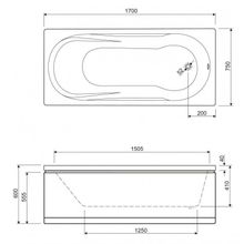 Акриловая ванна Cezares MODENA-170-75-41 1700x750x410