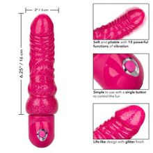 Розовый вибратор-реалистик с блестками Naughty Bits Lady Boner Bendable Personal Vibrator - 20 см. (239654)