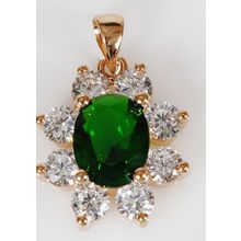 Кулон с зелёным фианитом "Овал"