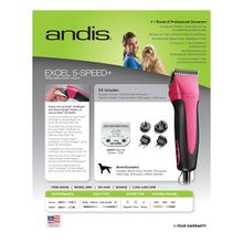 Машинка для стрижки животных 5ти скоростная Andis SMC Excel 5-Speed+ Fuchsia