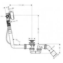 Слив-перелив для ванны cистема контроля налива Hansgrohe Exafill S 58113000