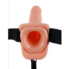 Pipedream Полый страпон с креплением Vibrating Hollow Strap-On with Balls - 18,9 см.