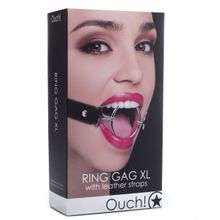 Shots Media BV Расширяющий кляп Ring Gag XL с чёрными ремешками