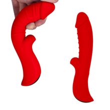 Красный вибромассажер 5  Silicone Wild Passion - 19,1 см. (244384)