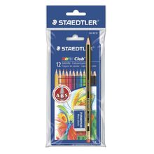 Карандаш цветной NorisClub с ч граф карандашом и отдельным ластиком, набор 12 цветов, картонный корпус