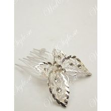 Малый гребень для волос Бабочка с кристаллами Crystal Light (серебро) DIA533